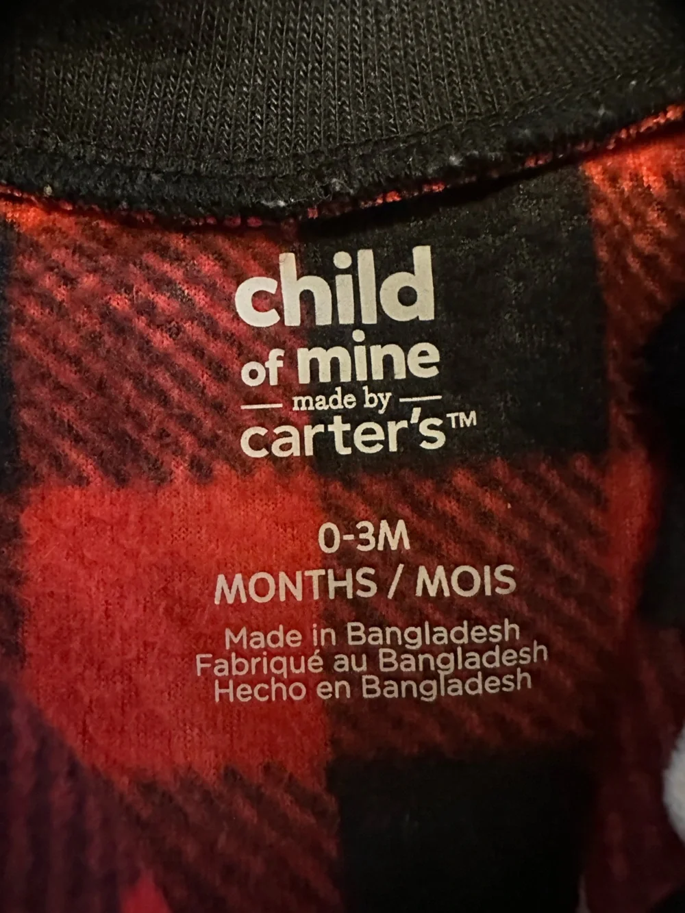 Carter's Red and Black Buffalo Plaid fleece Reindeer Footed One-Piece